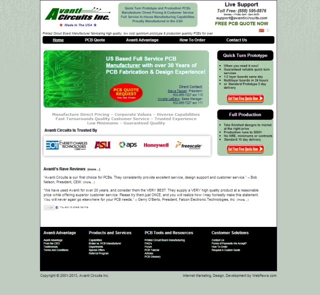 Avanti Circuits -  Website Marketed, Developed and Maintained by WebPaws.com
