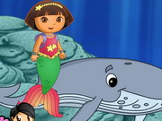 Dora Mermaid Activities played 752 times to date.  Dora turns herself into a mermaid. Now she can swim like a fish and can go undersea.  Help her perform and complete various tasks undersea