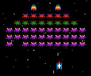 Galaxians played 370 times to date.  You are controlling a space ship, trying to avoid being hit while shooting down enemy alien ships