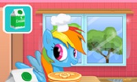 Rainbow Dash Cooking M&M Cake